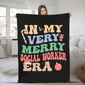 Discover In MY Very Merry Social Worker Era Fleece Blankets
