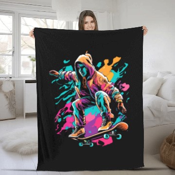 Discover Cyberpunk Skater Vector Fleece Blankets