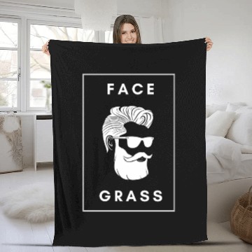Discover Face Grass, White beard, Black and White Fleece Blankets