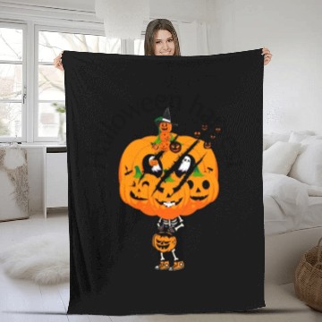 Discover Halloween Harvest Pumpkin Slash Trick or Treater Fleece Blankets