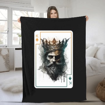 Discover King Spades Halloween Creepy Gothic Poker Fleece Blankets