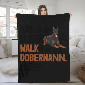 Discover Eat Sleep Walk Doberman Fleece Blankets