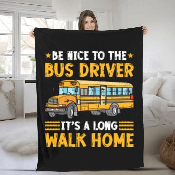 Discover Back To School Funny School Bus Driver Fleece Blankets