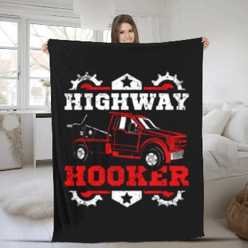 Discover Funny highway hoker Tow truck driver Fleece Blankets