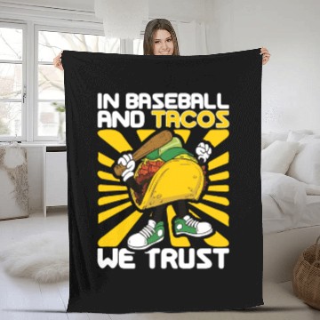Discover Taco Mexican Food Baseball Card Baseball Player Fleece Blankets