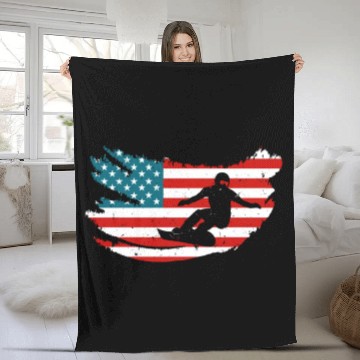Discover USA Snowboarding Snowboarder Fleece Blankets Snowboard