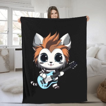 Discover Chibi Zebra Playing Electric Guitar Fleece Blankets