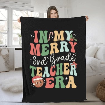 Discover In My Merry 3rd Grade Teacher Era - Christmas Fleece Blankets