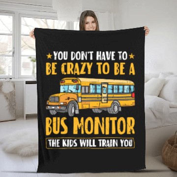 Discover Bus Assistant Back To School Men Women School Bus Fleece Blankets