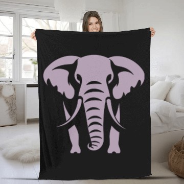 Discover Elephant Silhouette White Logo Fleece Blankets