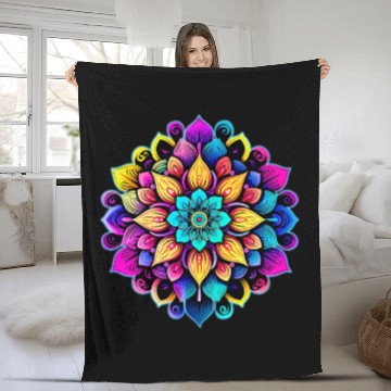Discover Mandala: A Complex, Multicolored Floral Pattern Fleece Blankets