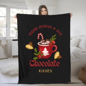 Discover Merry Christmas Warm Wishes and Hot Chocolate Fleece Blankets