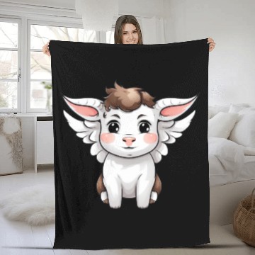 Discover Heavenly Bond: Cow & Calf with Angel Wings Fleece Blankets