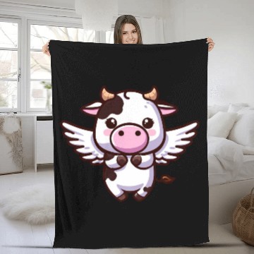 Discover Heavenly Cow: An Angel with Wings Fleece Blankets