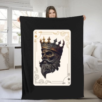 Discover Creepy Card Game King Spades Poker Nightmare Fleece Blankets