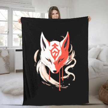 Discover Kitsune Maske Japan Anime Kumiho Fox Samurai Fleece Blankets