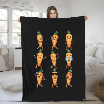 Discover Carrot Emoticon Vegetable Vegan Vegetarian Fleece Blankets
