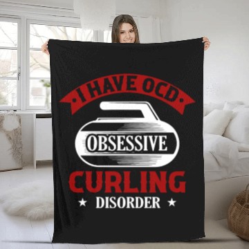Discover I Have OCD Obsessive Curling Disorder Ice Sport Cu Fleece Blankets