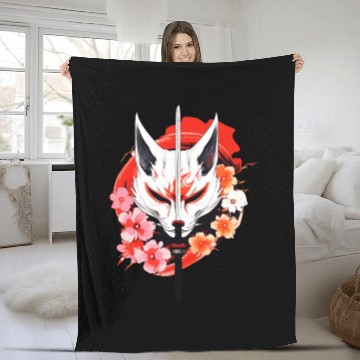 Discover Kitsune Fox Maske Kumiho Samurai Japan Anime Fleece Blankets