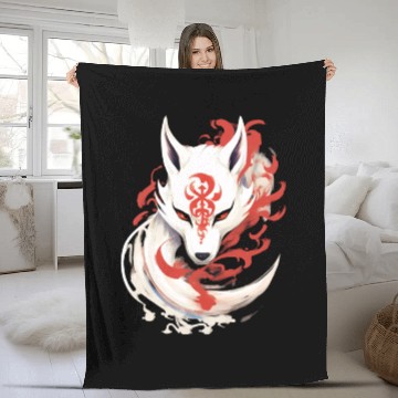 Discover Japan Anime Kitsune Maske Kumiho Fox Samurai Fleece Blankets