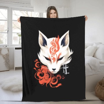 Discover Fox Maske Kumiho Samurai Kitsune Japan Anime Fleece Blankets