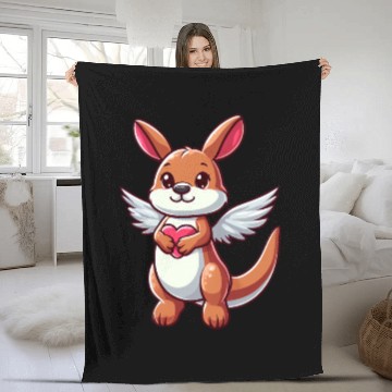 Discover Angel Kangaroo Heart Wings Fleece Blankets