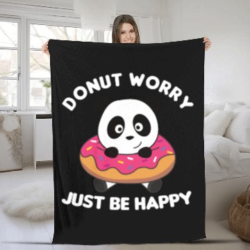 Discover Cute Panda Funny Animals In Donut Pink Fleece Blankets