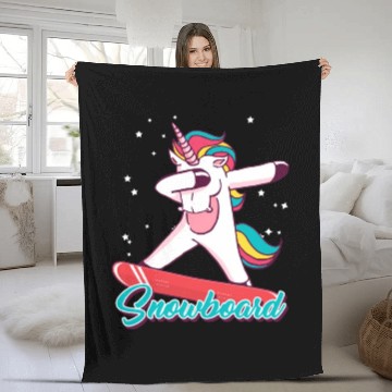 Discover Snowboard Girls Snowboarding Unicorn Fleece Blankets