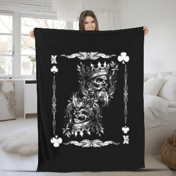 Discover Gothic Card Game Clubs King Creepy Fleece Blankets