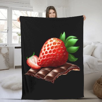 Discover Sweet Temptation: Strawberry Meets Dark Chocolate Fleece Blankets