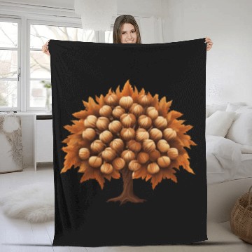 Discover Autumn’s Melancholy: Brown Chestnut Tree Fleece Blankets