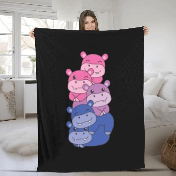 Discover Bisexual Flag Pride Lgbtq Cute Hippo Fleece Blankets