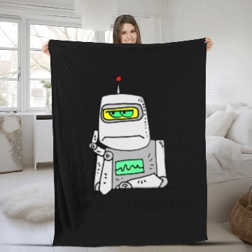 Discover Interested Robot Funny Moody Bored Cartoon Joke Fleece Blankets