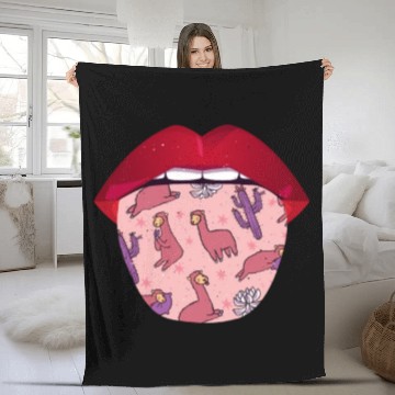 Discover Alpaca Alpaka Lips Fleece Blankets