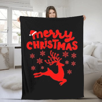 Discover Merry Christmas Reindeer Fleece Blankets