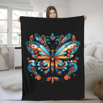 Discover Aztec Butterfly Rainbow Butterfly Women’s Fleece Blankets
