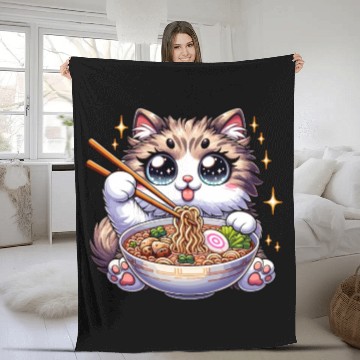 Discover Ramen Cat Neko Noodles Japanese Anime Fleece Blankets
