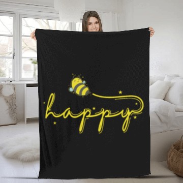 Discover Happy Bee Animals Nature Beekeeper Fleece Blankets