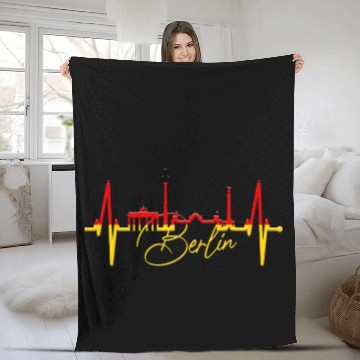 Discover Berlin Skyline Heartbeat Germany Fan I Love Berlin Fleece Blankets