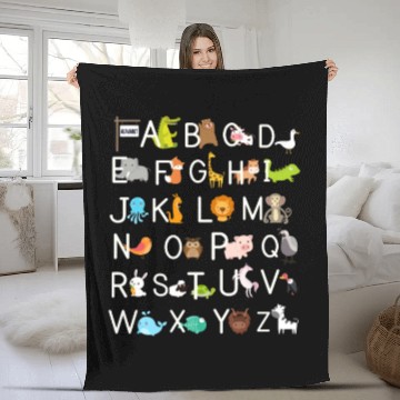 Discover Kindergarten teacher funny Alphabet Fleece Blankets