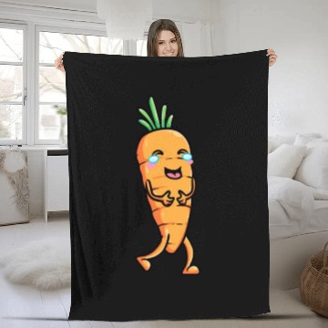 Discover Carrot Emoticon Vegetable Vegan Vegetarian Fleece Blankets