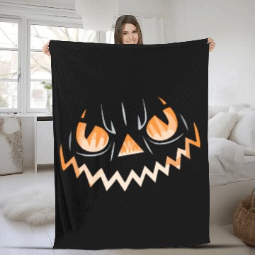 Discover Creepy Jack o Lantern Carved Halloween Pumpkin Fleece Blankets