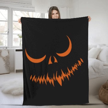 Discover Creepy Jack o Lantern Carved Halloween Pumpkin Fleece Blankets