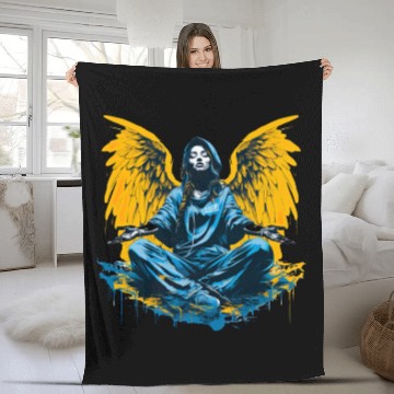Discover Woman with Angel Wings Angel Esoteric Wings Fleece Blankets