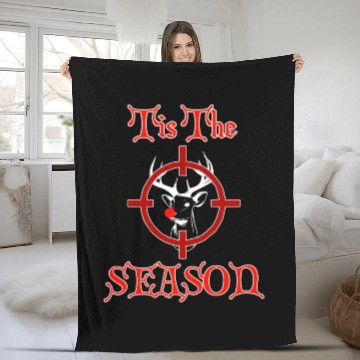 Discover Funny Redneck Deer Hunting Christmas Design Fleece Blankets