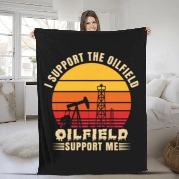 Discover i support the oilfield oilfield support me Fleece Blankets