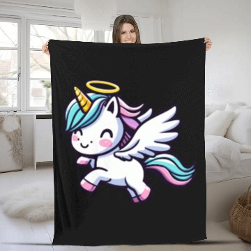 Discover Heavenly Unicorn: Sweet Magic with Angel Wings Fleece Blankets