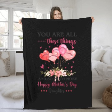 Discover Heart Balloons Daughter Mother's Day Fleece Blankets