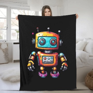 Discover Robot / Machine / AI / Innovation / Computer Fleece Blankets
