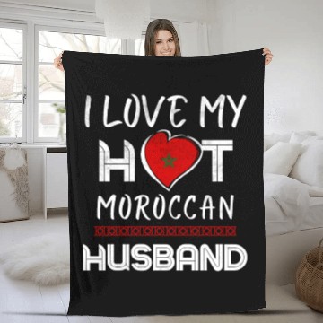 Discover Funny Moroccan Husband Proud Wife Fleece Blankets